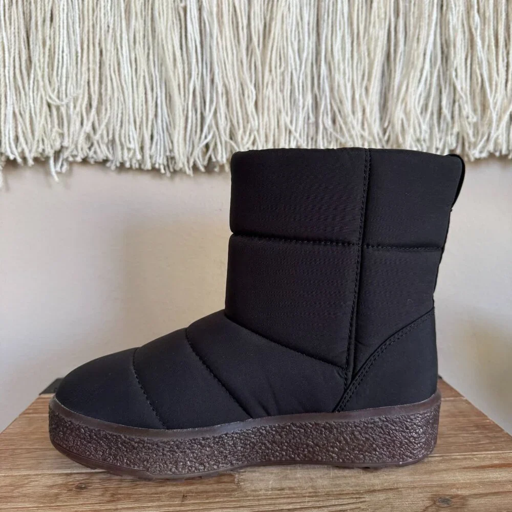 Madewell The Toasty Puffer Black Water Resistant Nylon Winter Boots Size 8